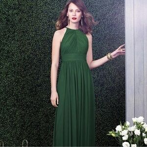 Dessy Collection High Neck Green Dress
